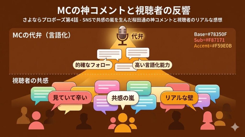 桜田通の的確なフォローに対するSNSの称賛とリアルな結婚の壁に共感する視聴者の声のまとめ図解