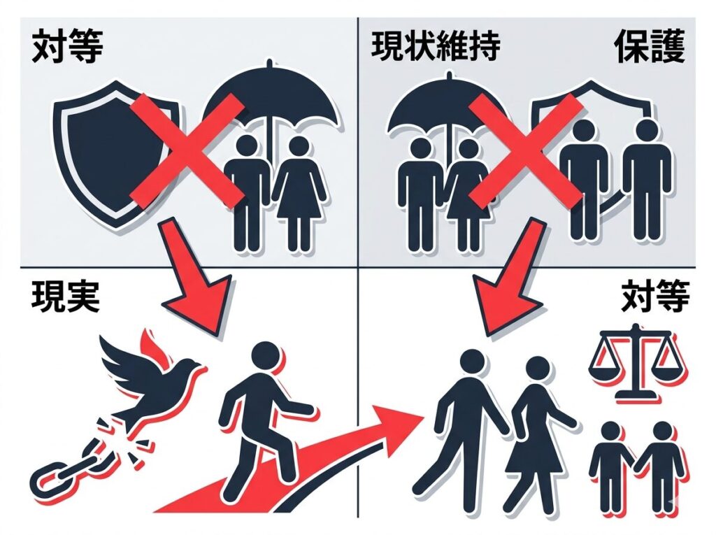 さよならプロポーズ第8話で見えた男女の結婚観の違いと、婚活市場におけるシビアな現実への警告を図解したイメージ